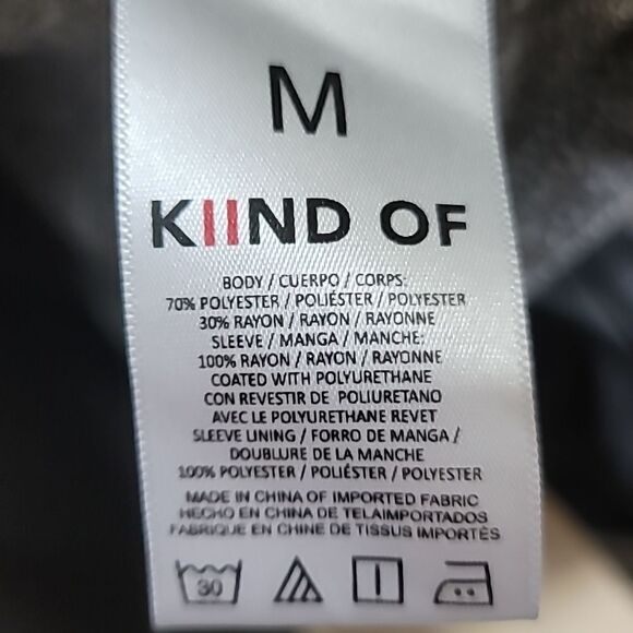 KIIND OF Gray  Women's Jacket with Faux Leather Sleeve Sz Medium - Picture 9 of 9